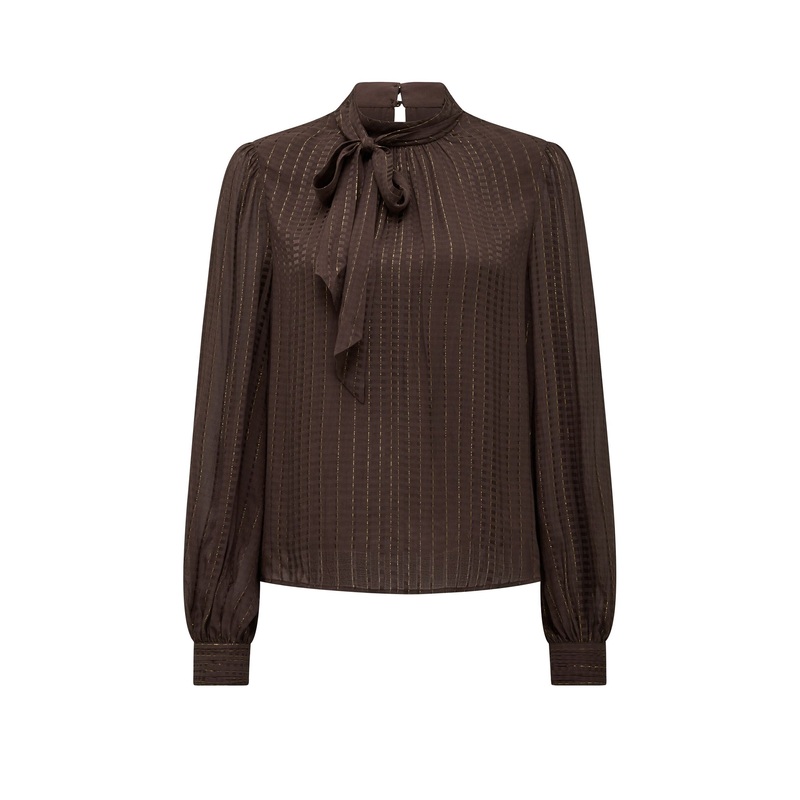Preslee Neck Tie Blouse Brown