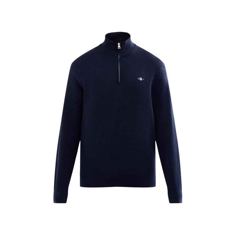Textured Cotton 1/4 Zip Knitwear
