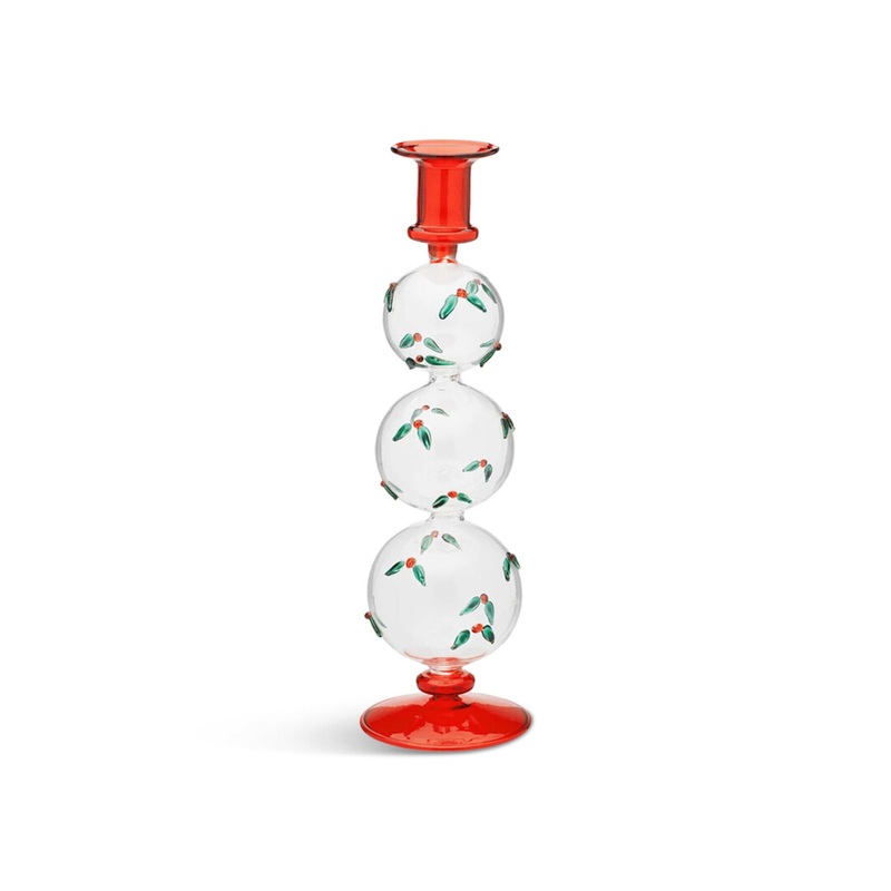 Winter Berries Bubble Christmas Candle Holder