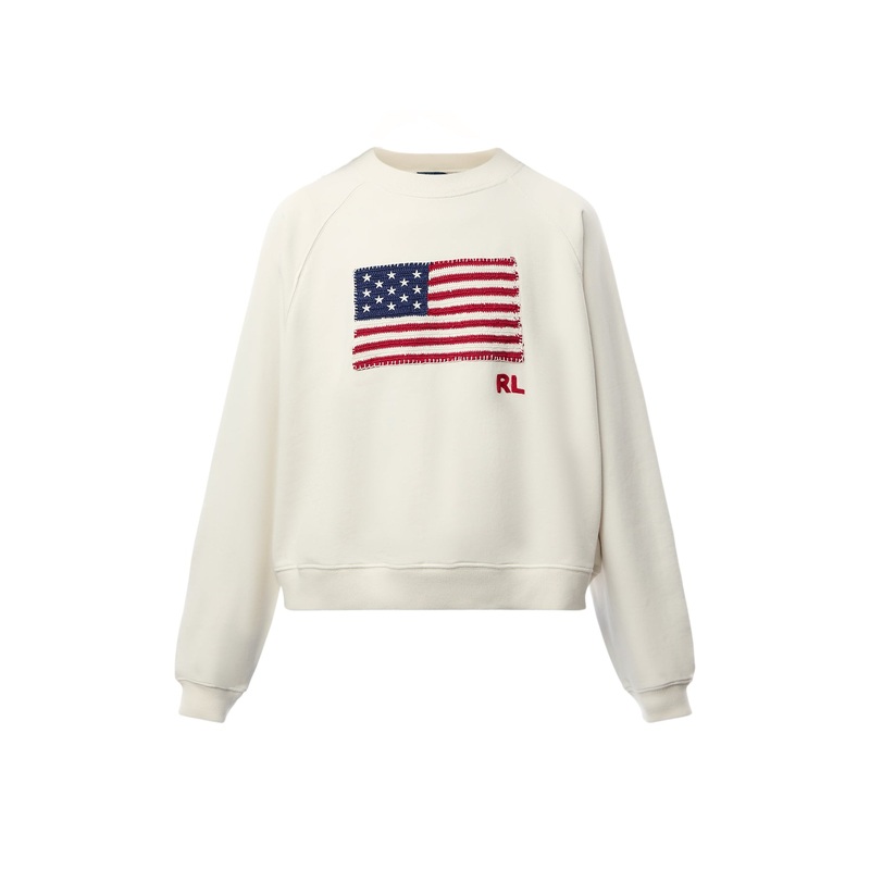 Knit Sweatshirt With Embroidered Flag