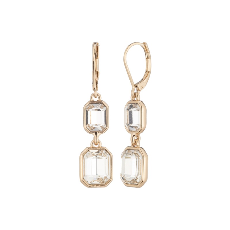 Pe Stone Dbl Drop-Gldcry Earrings