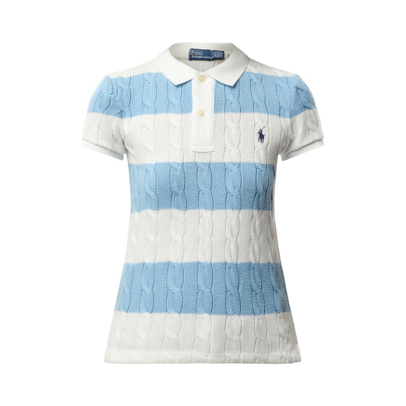 Short Sleeve Striped Cable knit Polo Shirt