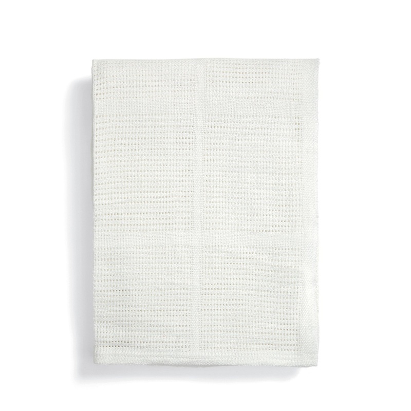 Cellular Cot Bed White Blanket