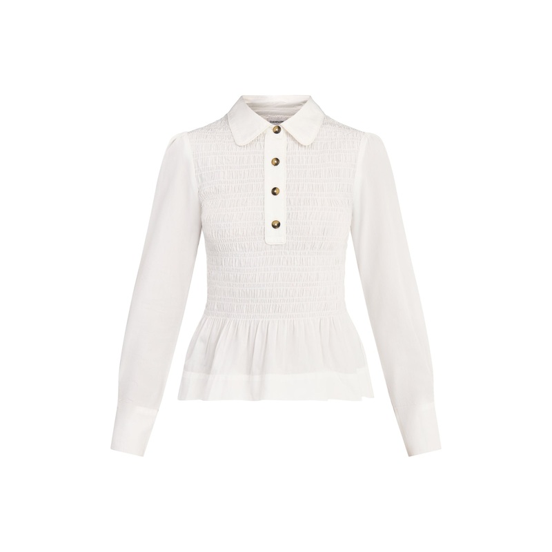 Hazel Shirred Shirt White