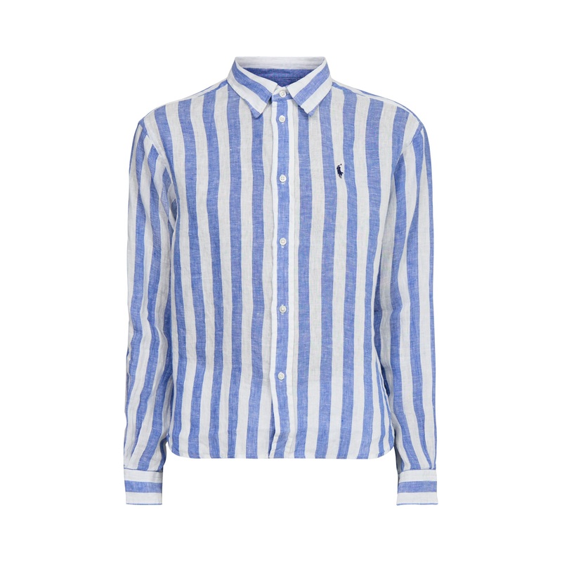 Wide Stripe Long Sleeve Button Front Cropped Shirt