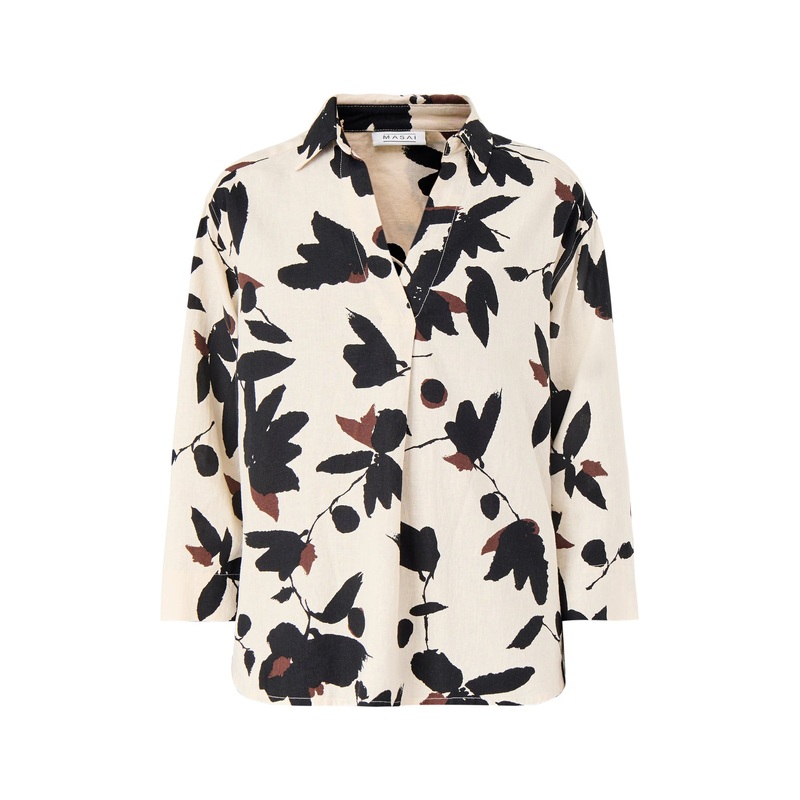Darale Printed Linen Mix Top 3/4 Sleeve