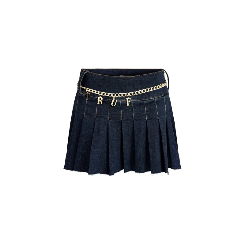 Mini Pleated Skirt Chain Belt