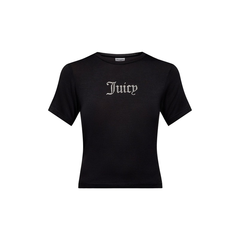 Sheer Fitted Diamante Black Tee