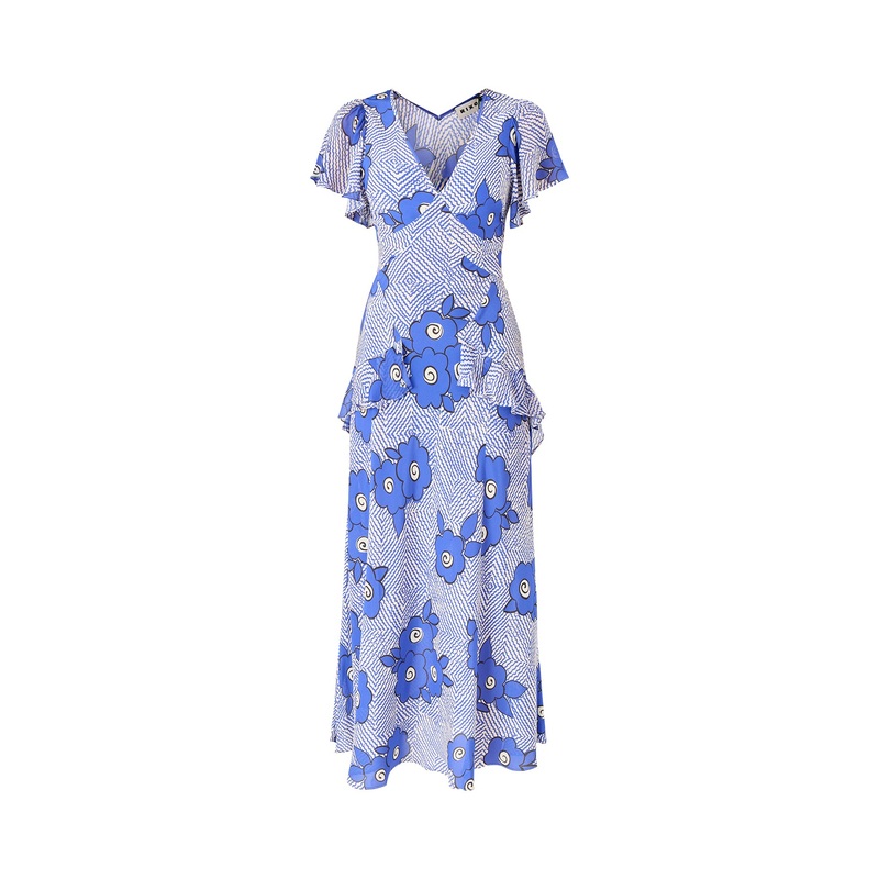 Evie Dress Milos Floral Blue