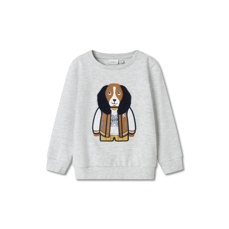 Organic Cotton Long Sleeve Light Grey Melange Sweatshirt