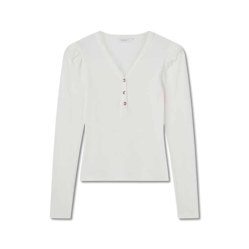 Carla Ivory Cotton Blend Henley Top