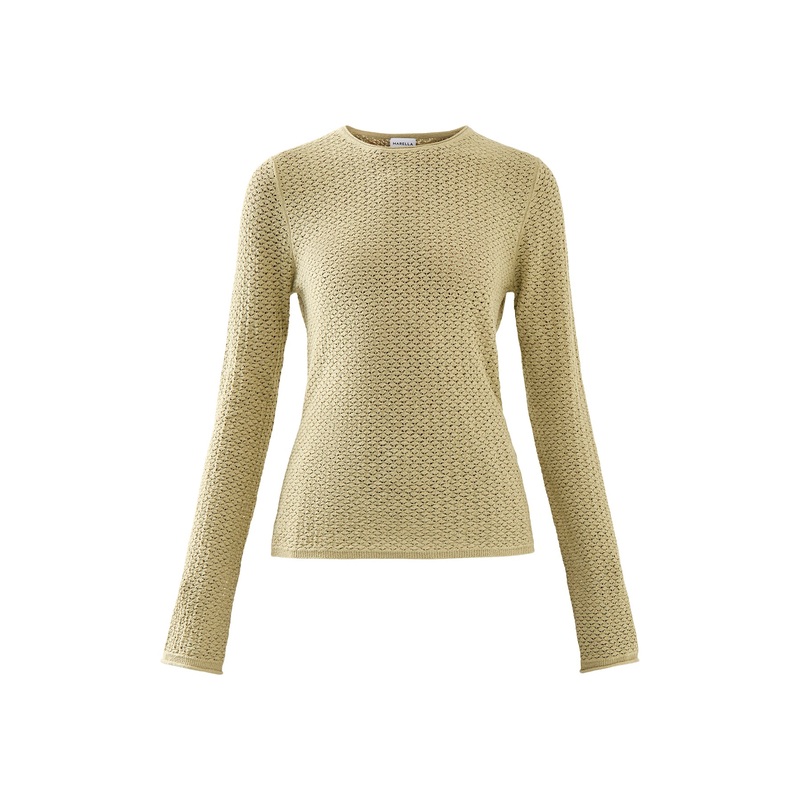 Marella Oliva Fine Knit With Contrast Neck Trim