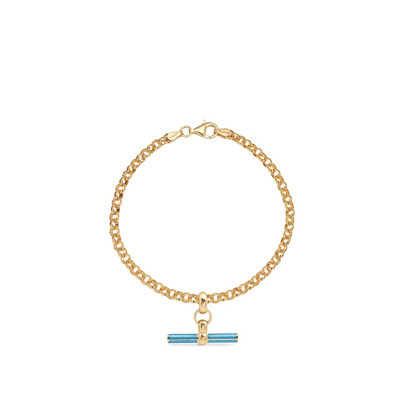Aquamarine Enamel T-bar Bracelet