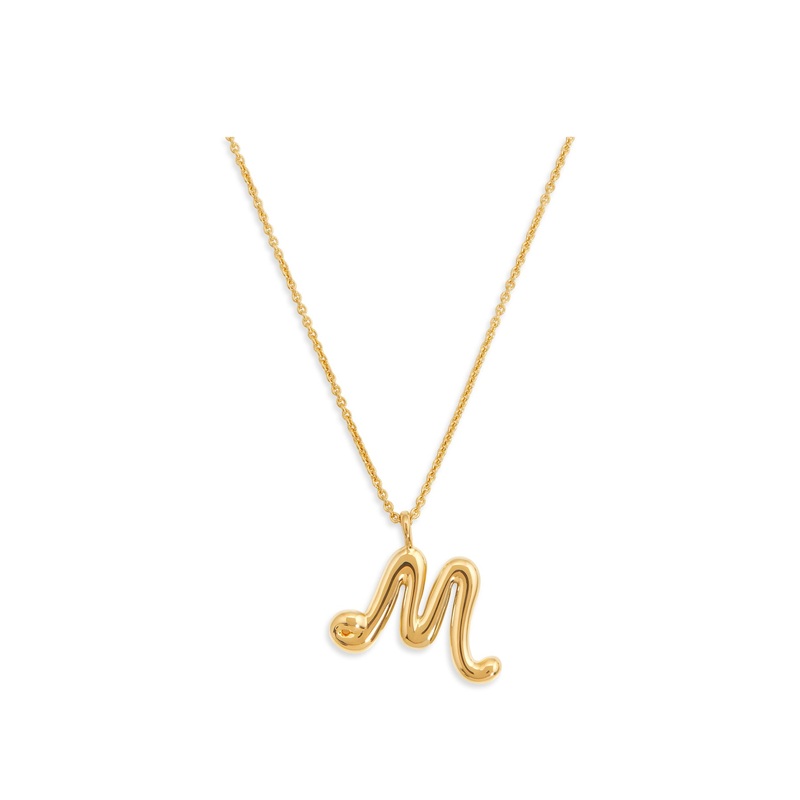 Curly Molten Initial M Pendant Necklace