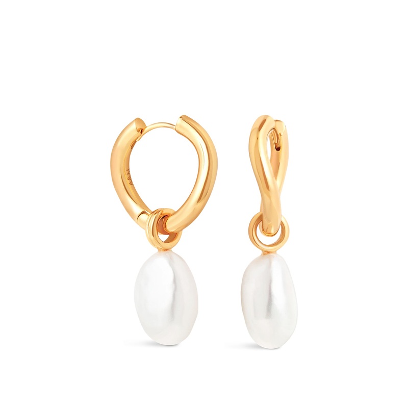 Pearl Drop Hoops