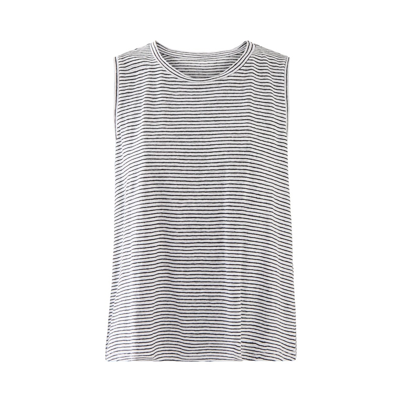 Striped Organic Linen Jersey Sleeveless Top