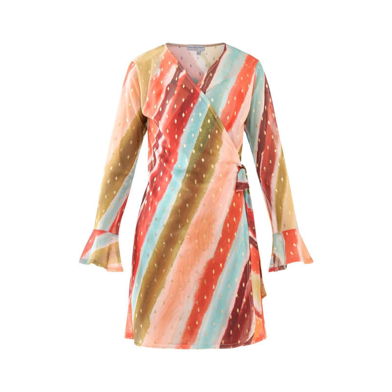 Sunset Stripe Mini Wrap Dress