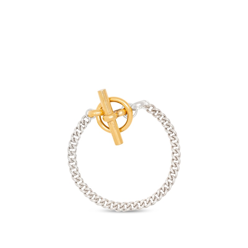 T-Bar Clasp Gold And Silver Bracelet