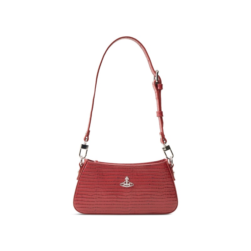 Tasha Mini Croc Embossed Shoulder Phone Bag Red
