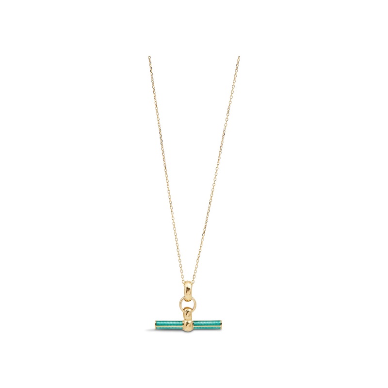 Turquoise Enamel Small T-bar Necklace