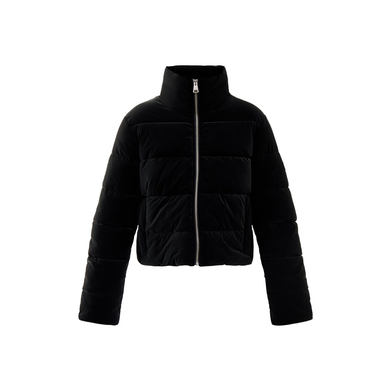 Womens Barbour International Hudson Faux Velvet Puffer Jacket Black