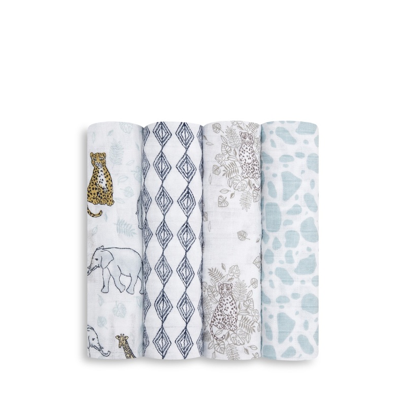 4 Pack Jungle Cotton Muslin Blanket