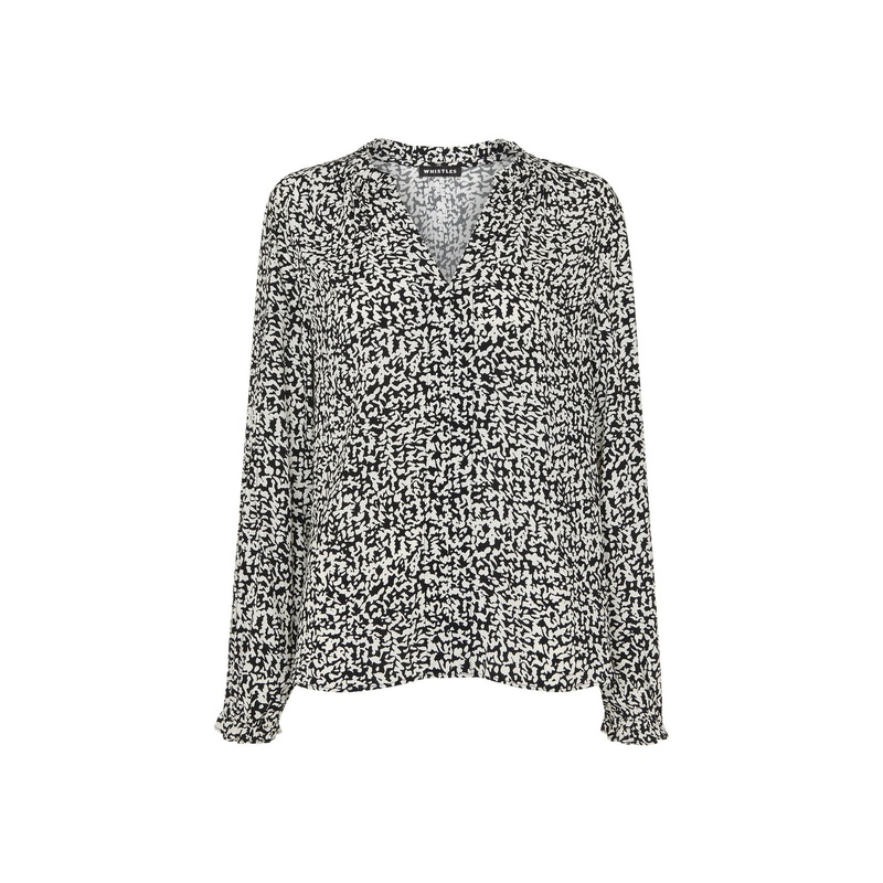 Black/Multi Scribble Print Blouse