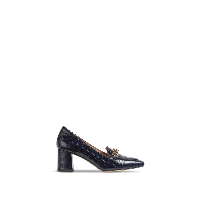 Blue Johanna Blue Croc Effect Trim Block Loafer