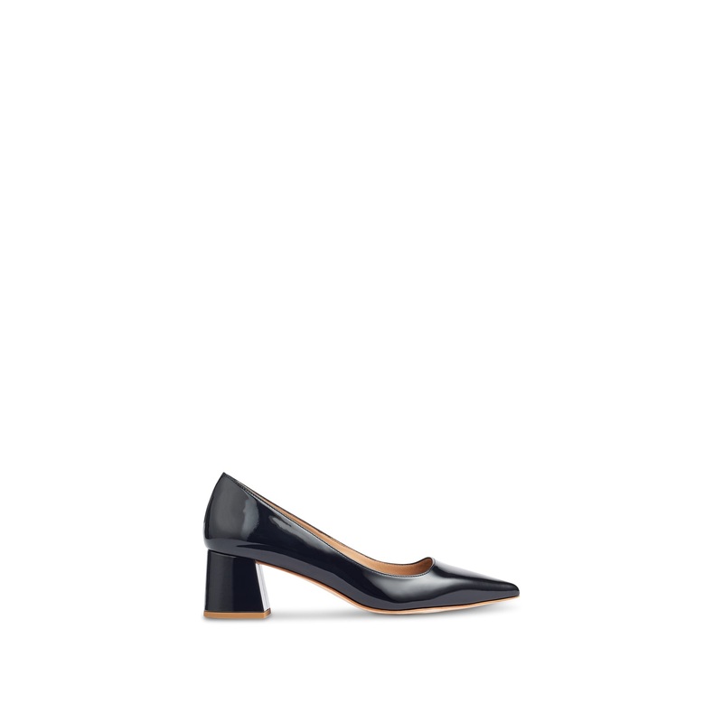 Blue Sloane Navy Patent Pointed Block Court
