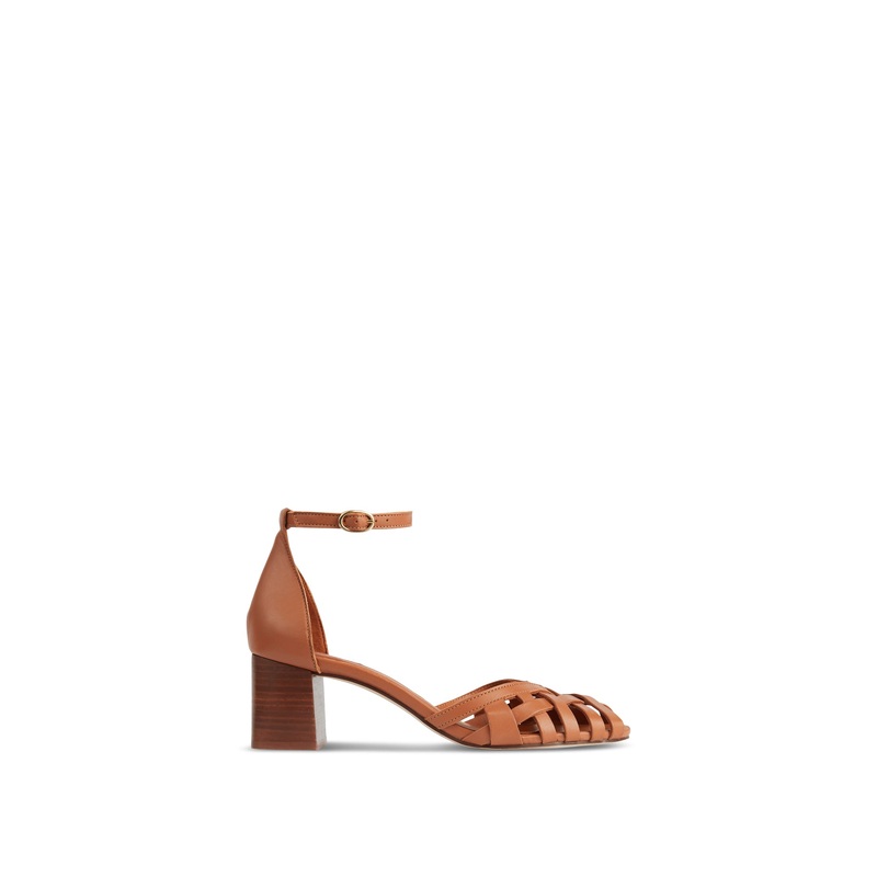 Brown Noemia Tan Leather Criss-Cross Sandals