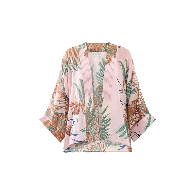 Crane Plaster Short Kimono