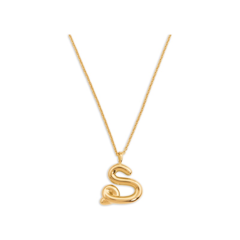 Curly Molten Initial S Pendant Necklace