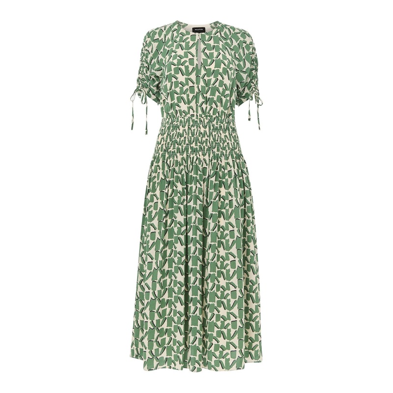 Ivory/Multi Abstract Squares Midi Dress