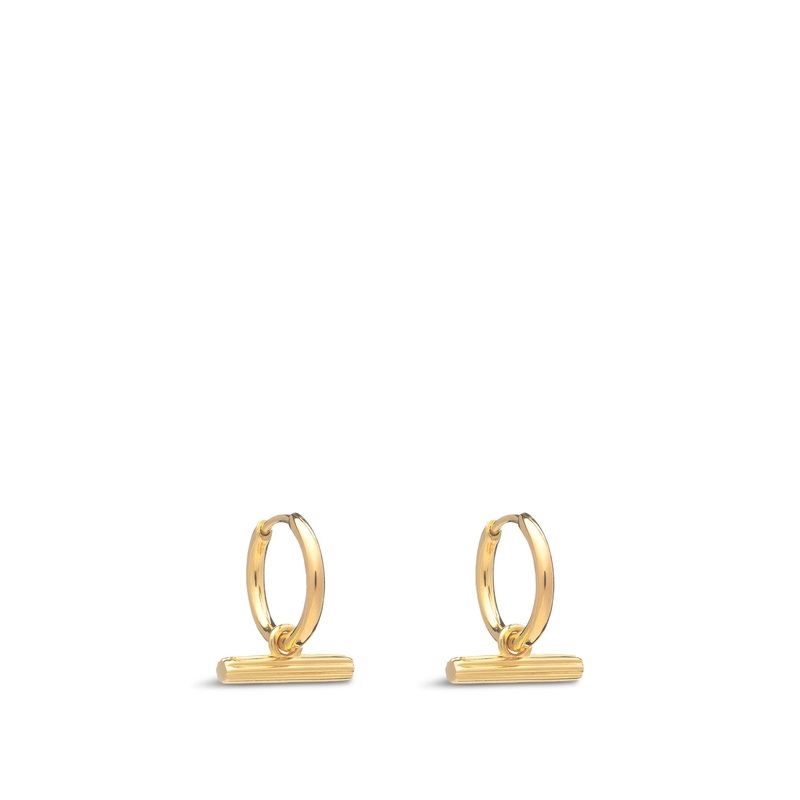 Mini T-Bar Huggie Hoop Earrings