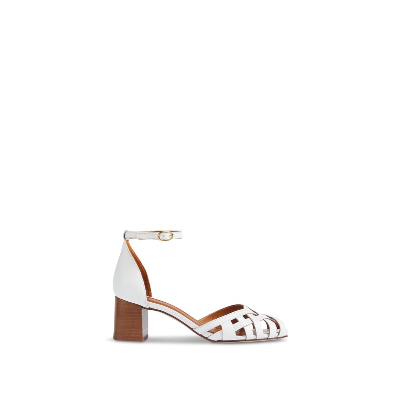 Neutral Noemia Cream Leather Criss-Cross Sandals
