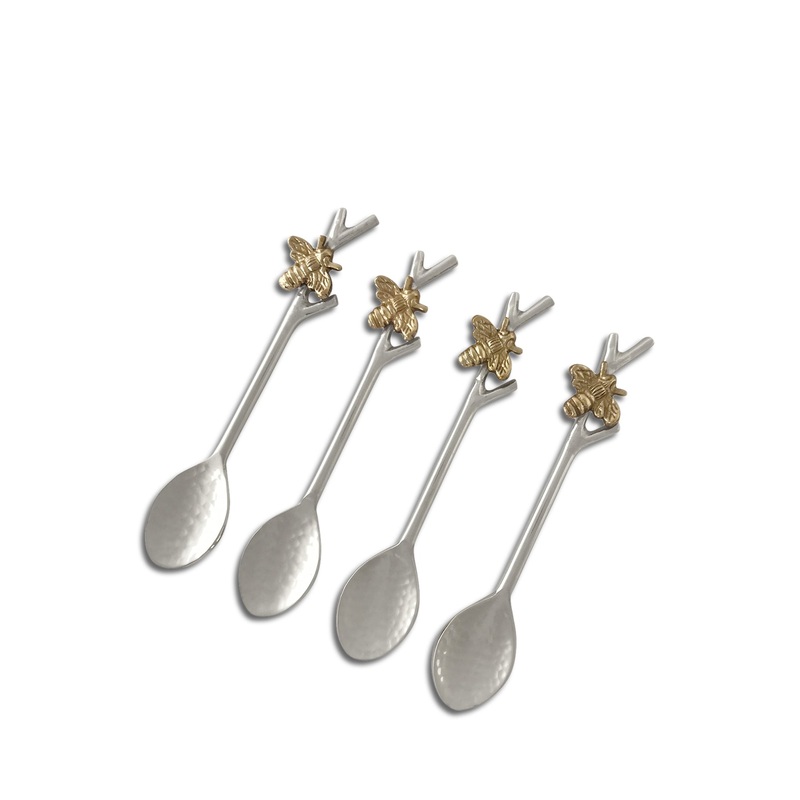 Set of Four Woodland Bee Coffee Spoons