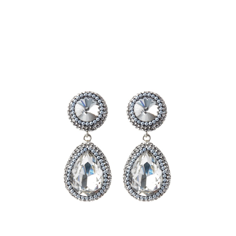 Silver Teardrop Crystal Earrings