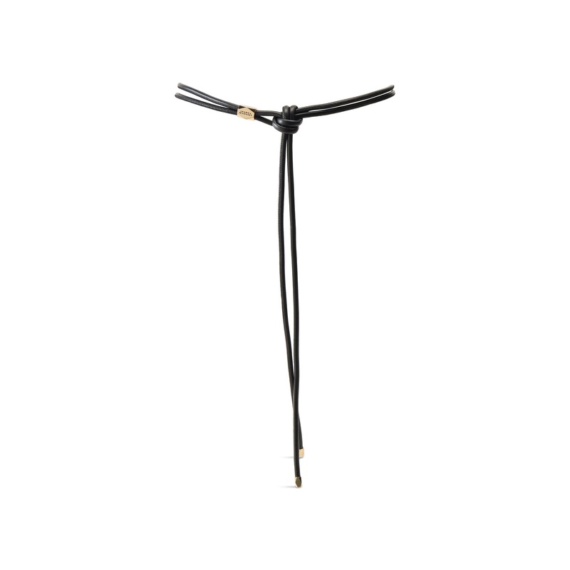 Silvia-Ga Leather String Obi Belt Black