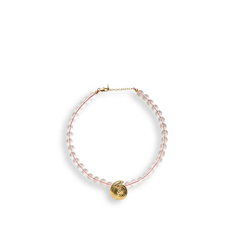 Spiral Clear Beaded Pendant Necklace