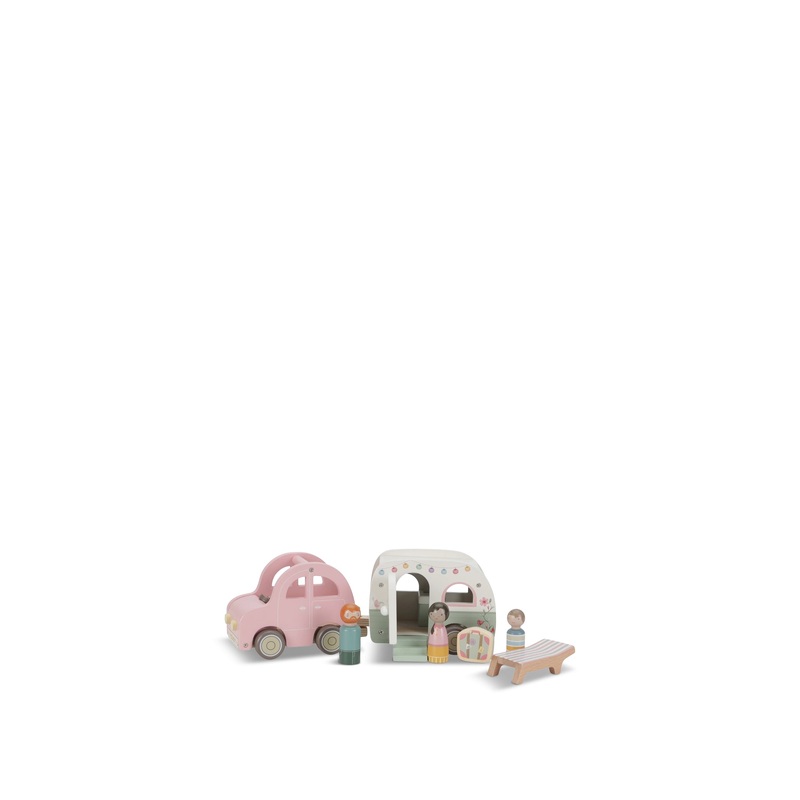 Wooden Car and Caravan Toy Set