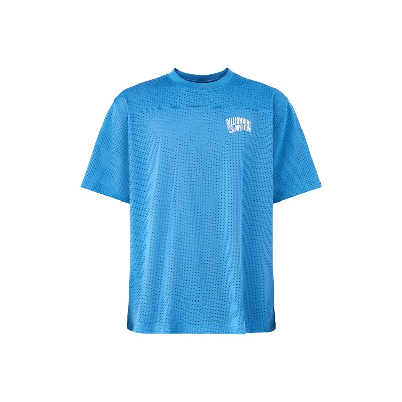 Aqua Blue Cotton Small Arch Logo Woven Jersey