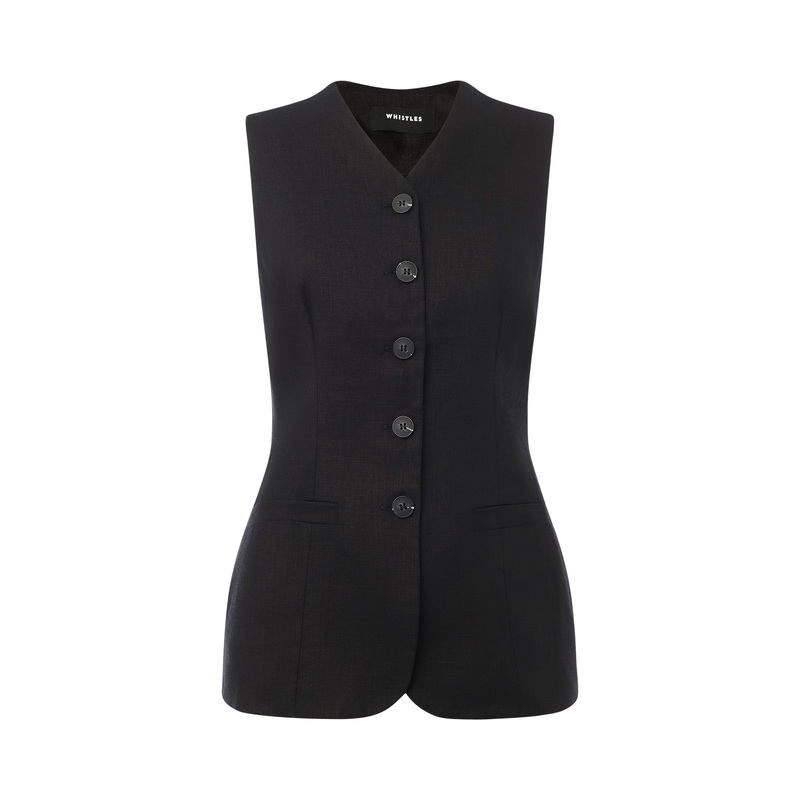 Black Molly Linen Waistcoat