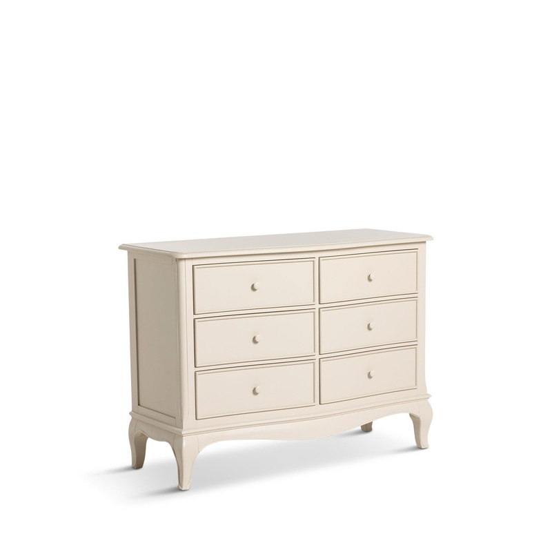 Calista Off White Wooden Low Wide 6 Drawer Chest