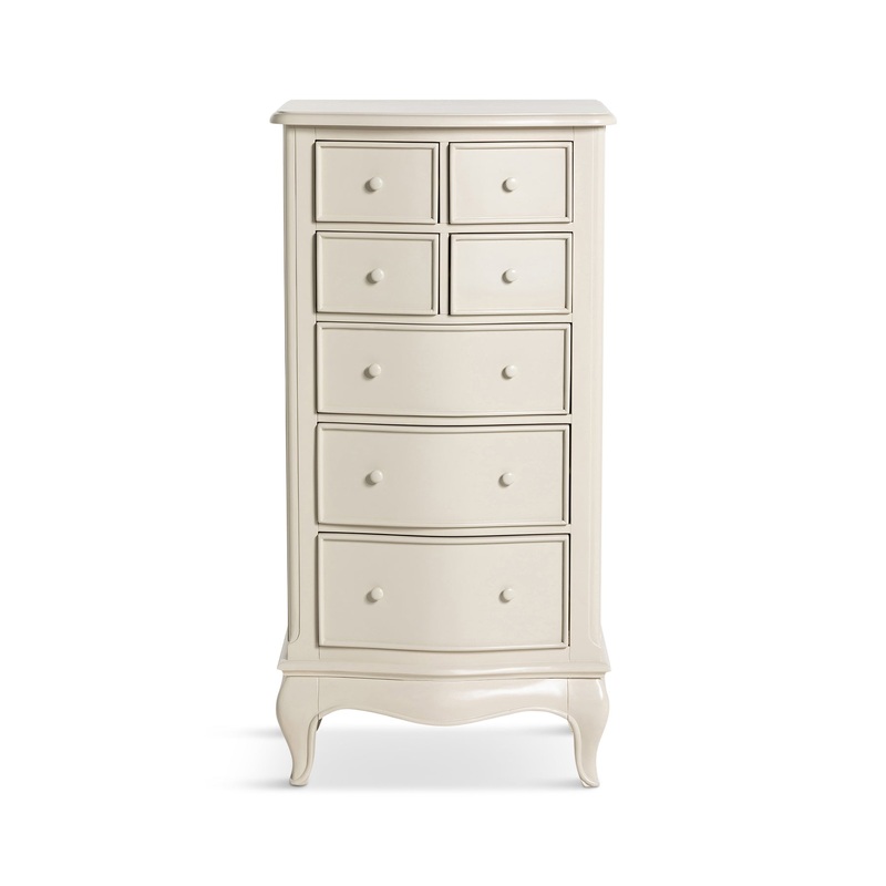 Calista Off White Wooden Tall Narrow 7 Drawer Chest