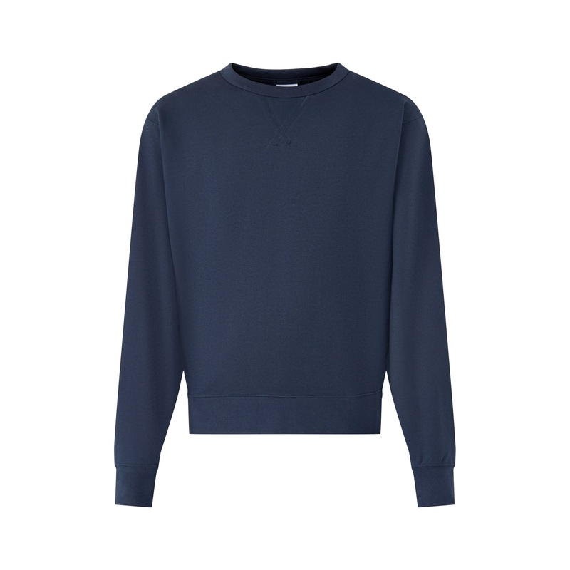 Cotton Navy Long Sleeves Crew Neck Jumper
