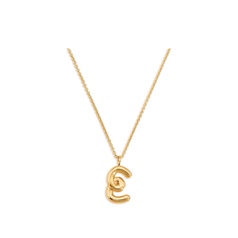 Curly Molten Initial E Pendant Necklace