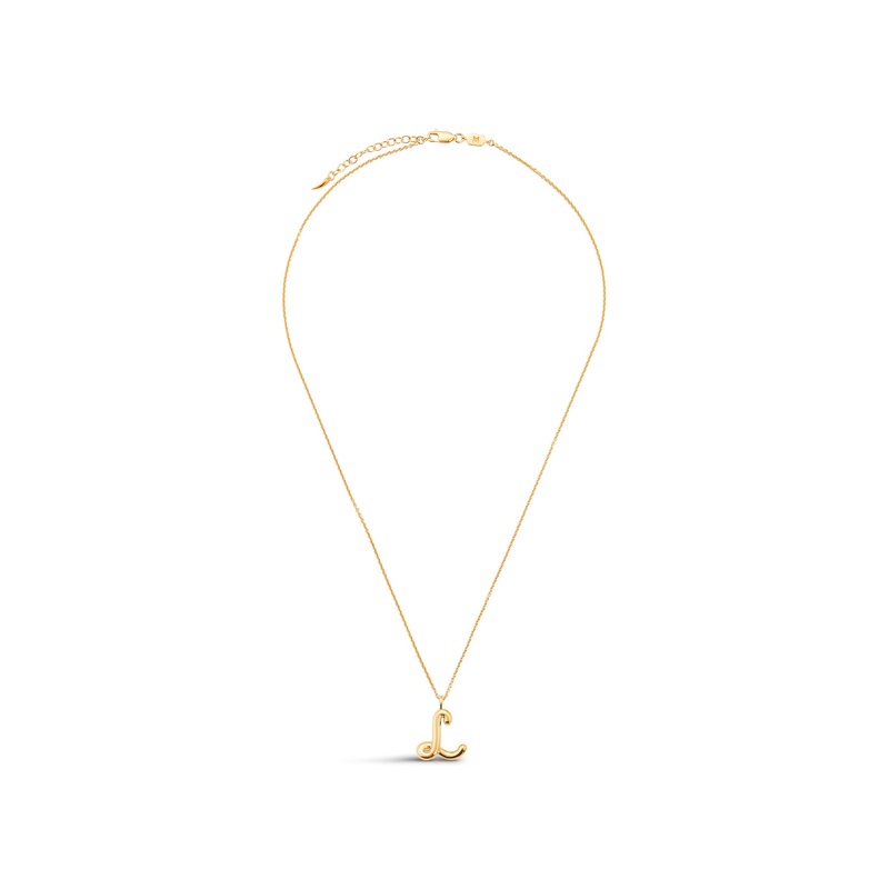 Curly Molten Initial L Pendant Necklace
