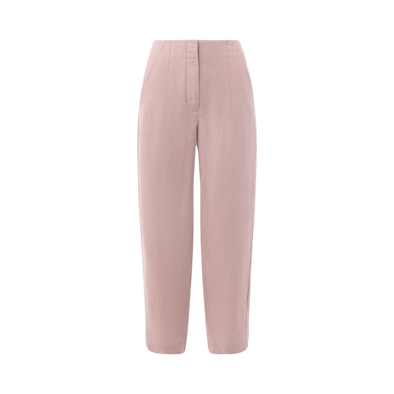 Dusty Pink Linen Barrel Leg Trouser