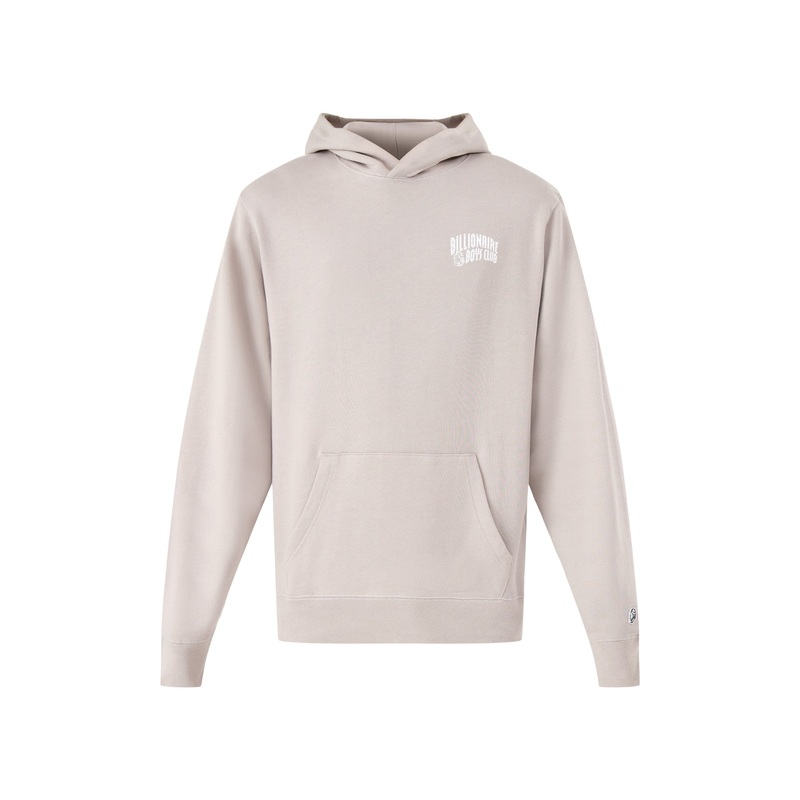 Flat Grey Cotton Small Arch Logo Hoodie