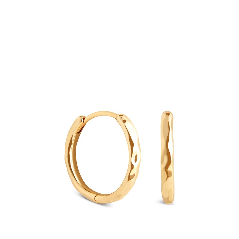 Gold Molten Texture Hoop Earrings